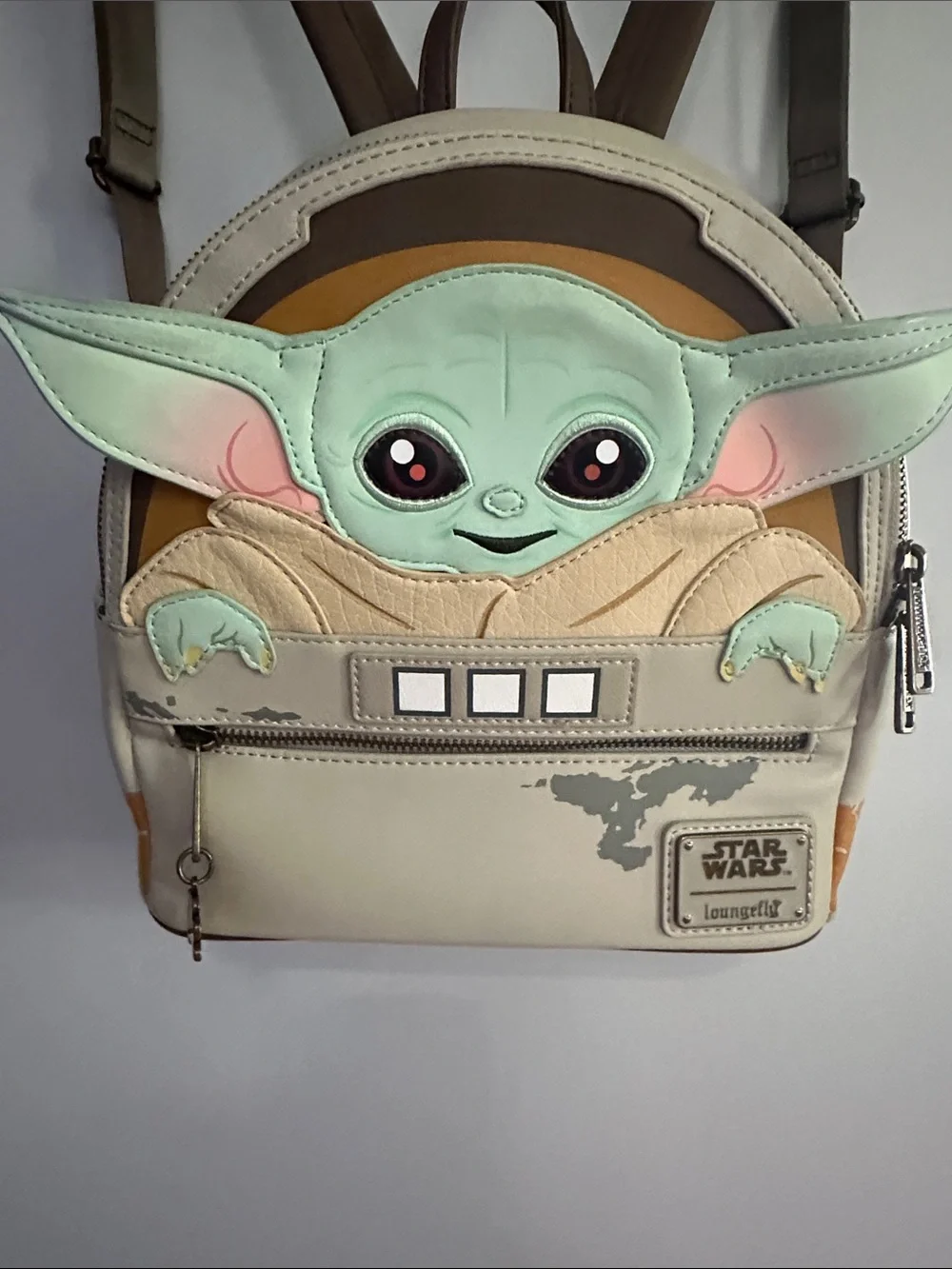 Loungefly Star Wars Grogu Kids Backpack - Cream, Brown & Mint